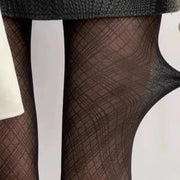 Stylische Schwarze Damenstrumpfhose | Rautenmuster