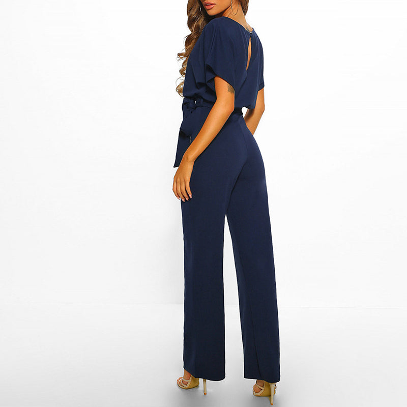 Damen-Jumpsuit Elianne mit weitem Bein und Taillenschnürung