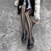Gestreifte Strumpfhose für Damen | Schwarz