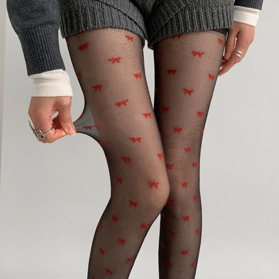 Stylische Damen-Strumpfhose im Herz- und Punkt-Stil