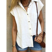 Heidi-Mode | Baumwoll-Leinen-Bluse mit Knopfleiste