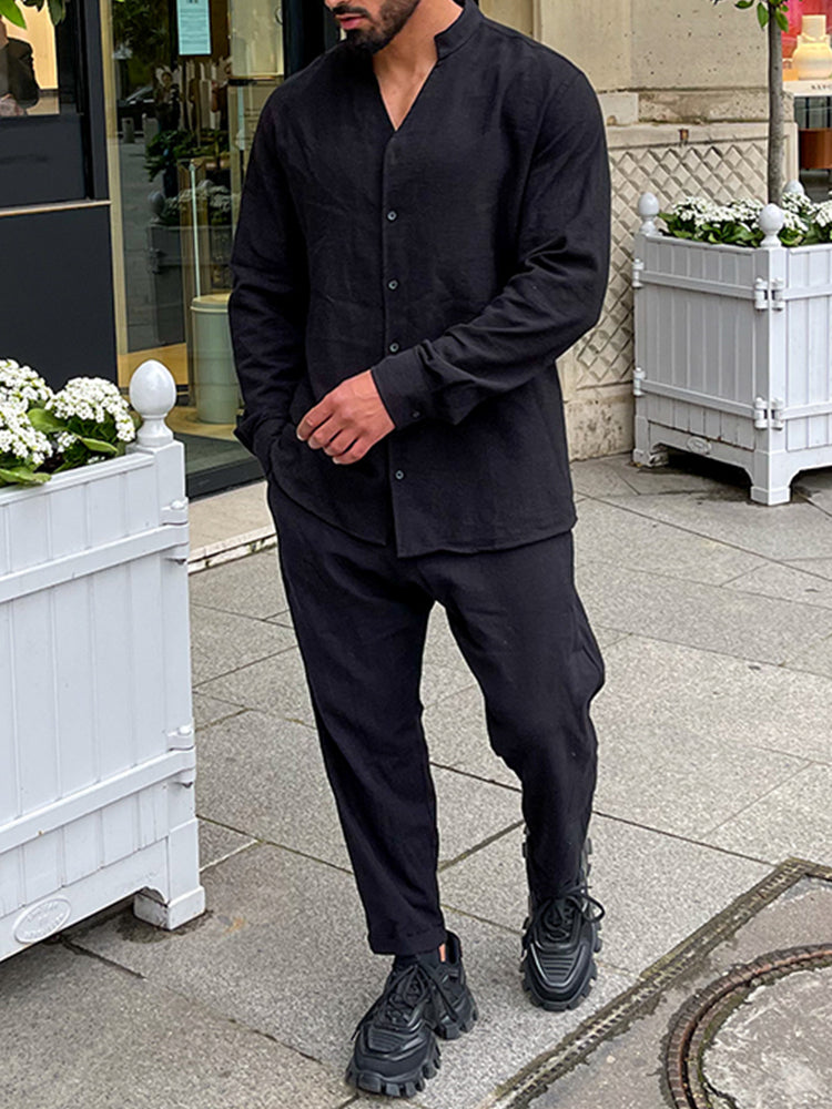 Patrick | Herren Lockeres Leinen Set – Hemd & Knöchelhose