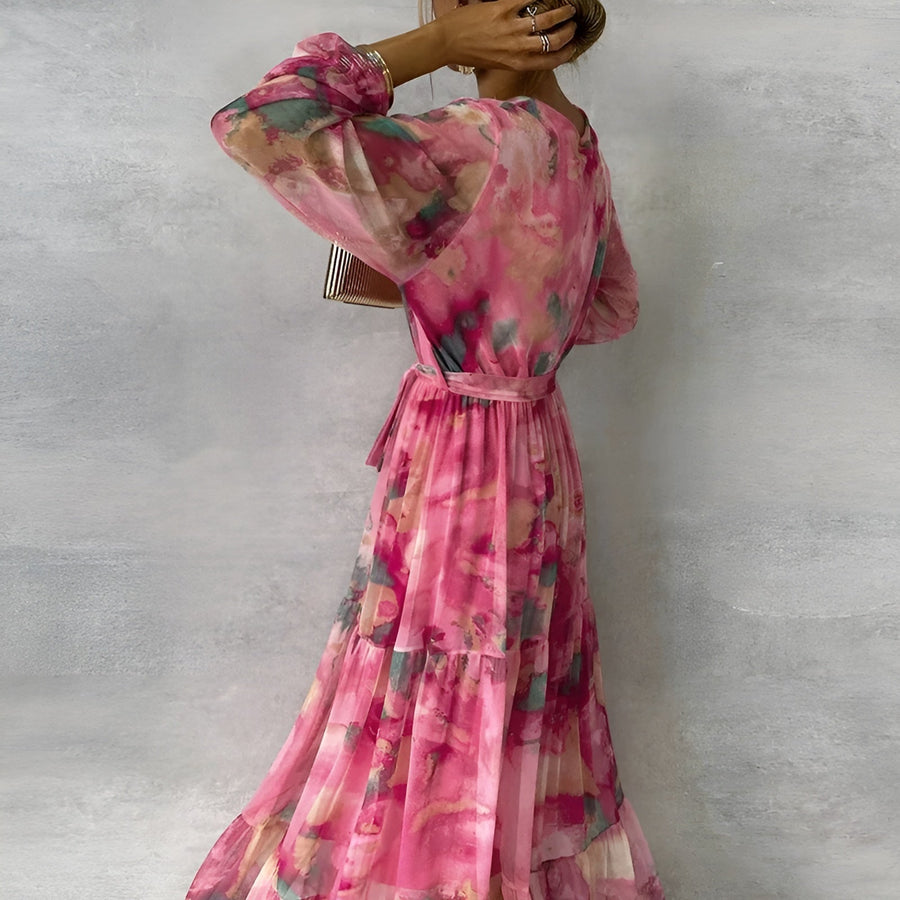 LUCIA | Langes Sommerkleid mit Blumenmuster und verstellbarer Silhouette