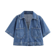 Jadwiga – Denim-Set mit V-Ausschnitt