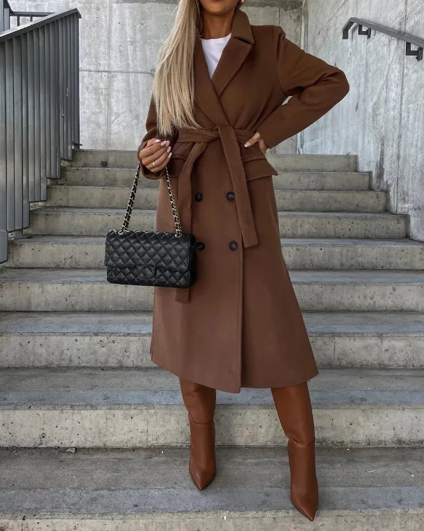 Johanna | Damen Trenchcoat mit langen Ärmeln und Knopfleiste