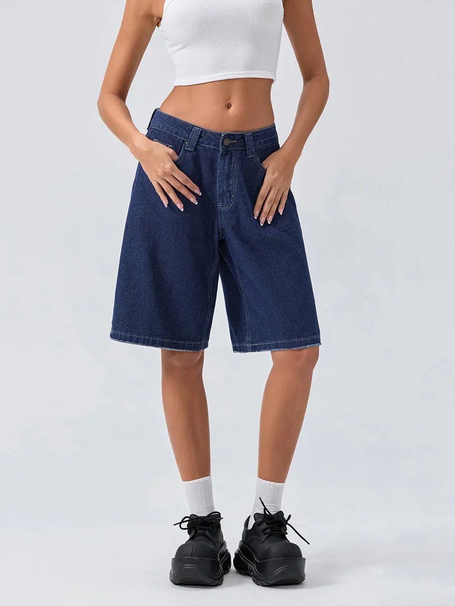 Damen-Bermuda-Jeansshorts im Loose-Fit