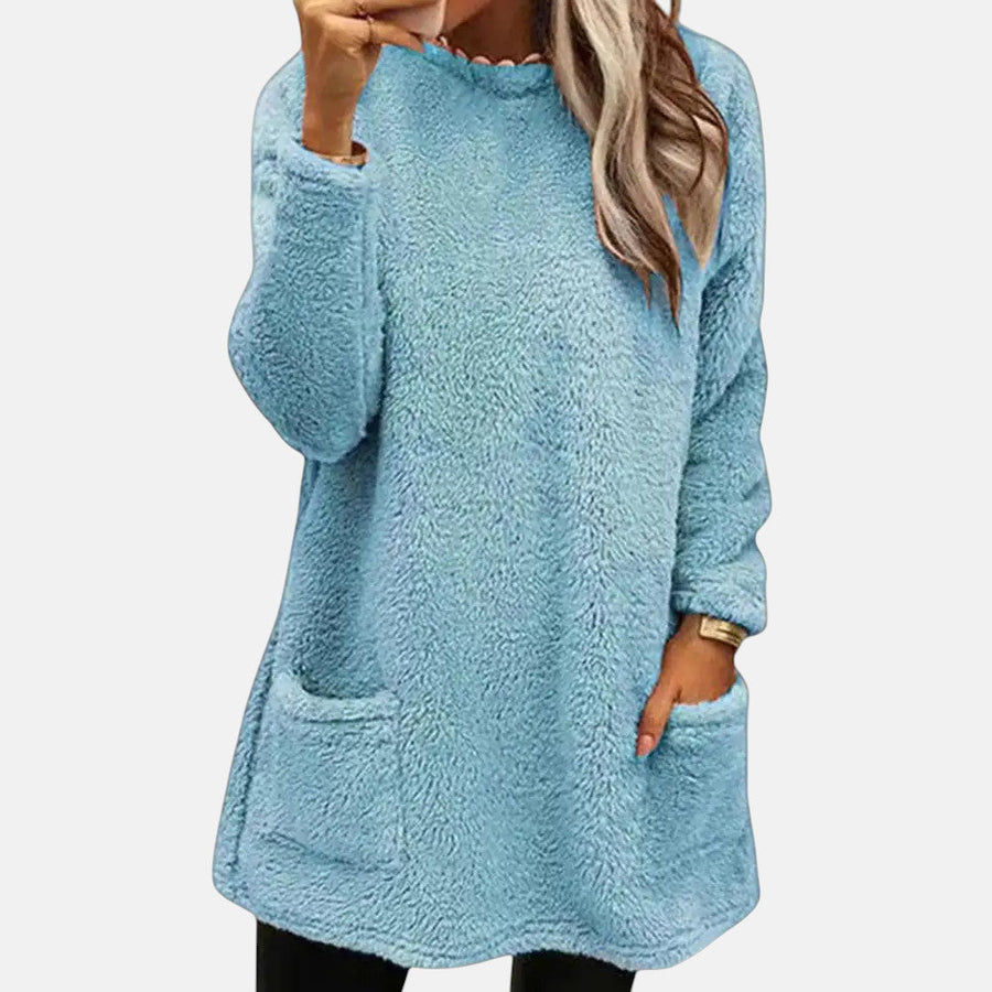 Oriella - Weicher Fleece Pullover Mit Tasche