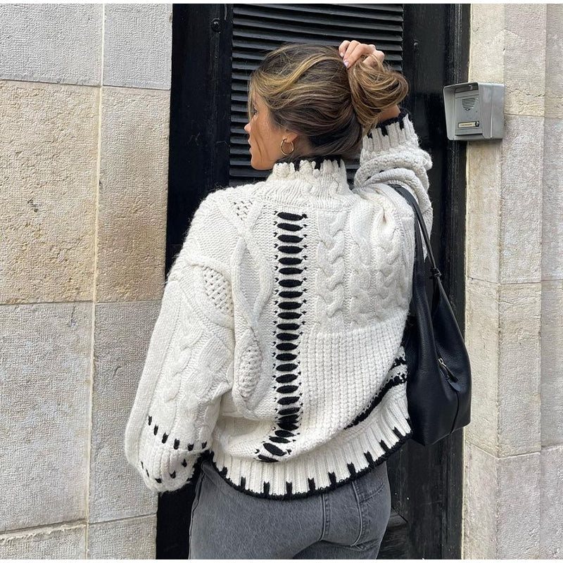 Brenda - Strickpullover mit Kontrastabschluss