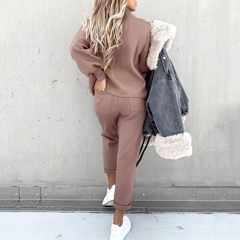Damen Zweiteiliger Lounge-Set – Bequemer und stylischer Sweater und Jogginghose für Freizeit und Alltag