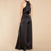 Damen-Jumpsuit mit Neckholder und weitem Bein
