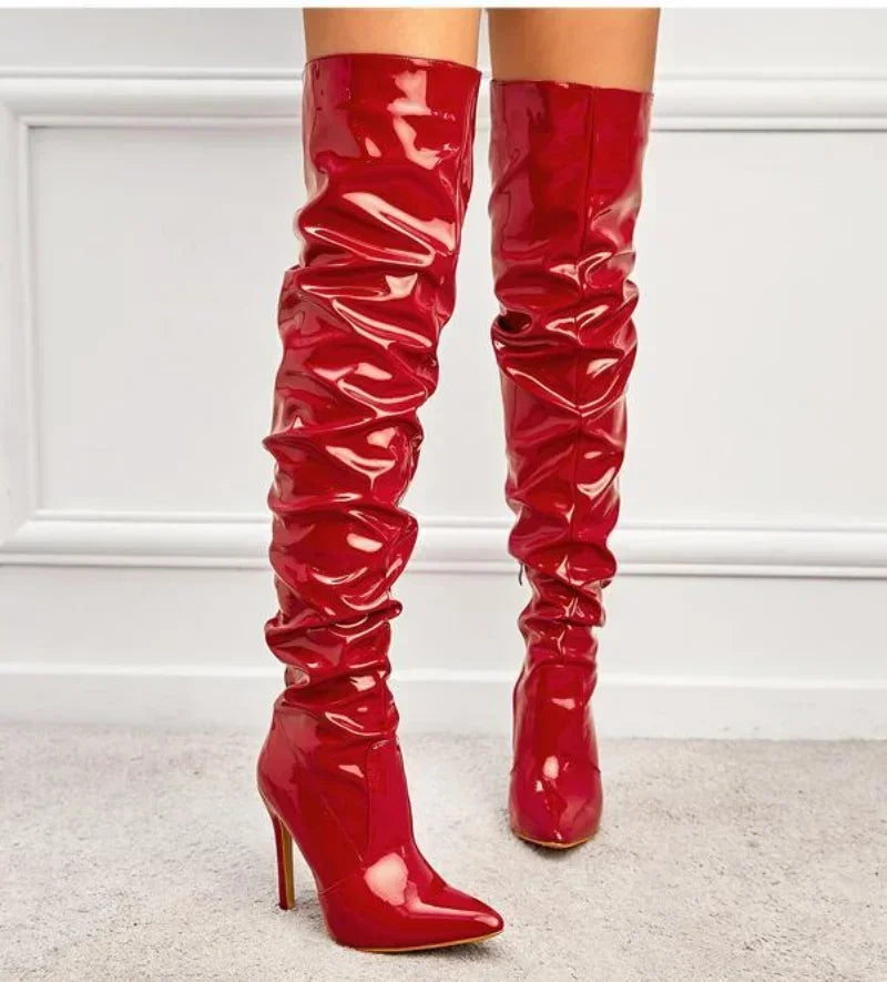 Overknee-Stiefel für Damen | Stilettoabsatz mit Spitze Zehenpartie