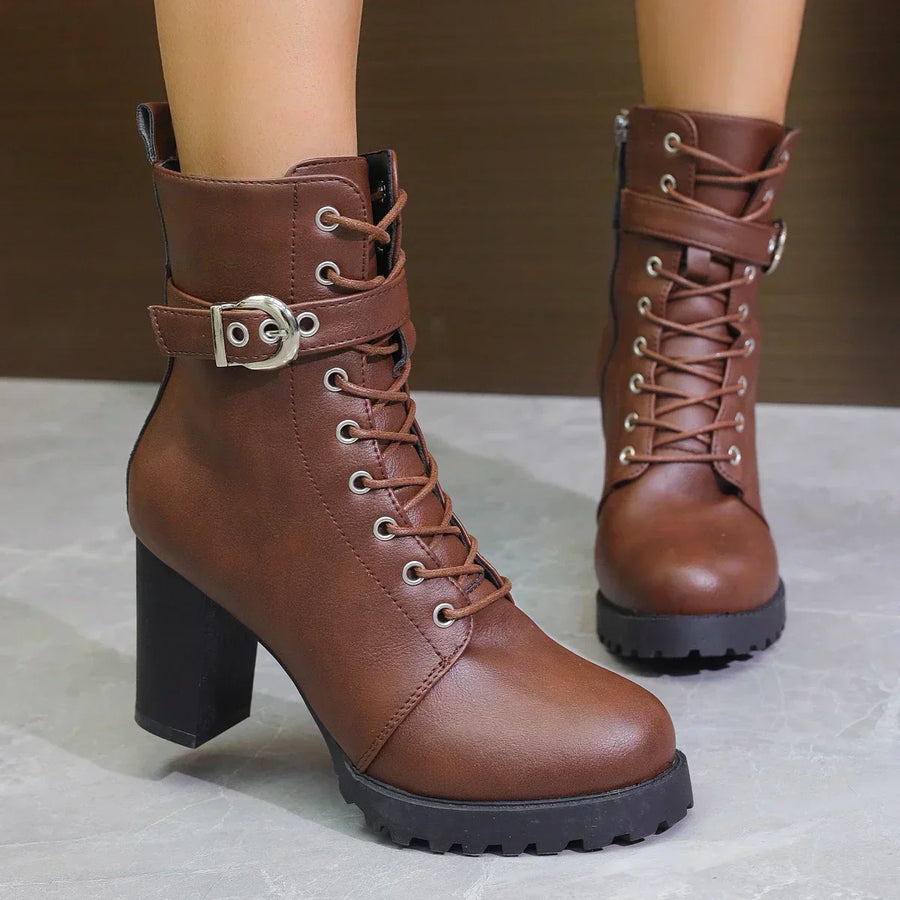 Claudia | Damen Schnürstiefeletten mit Schnallendetail