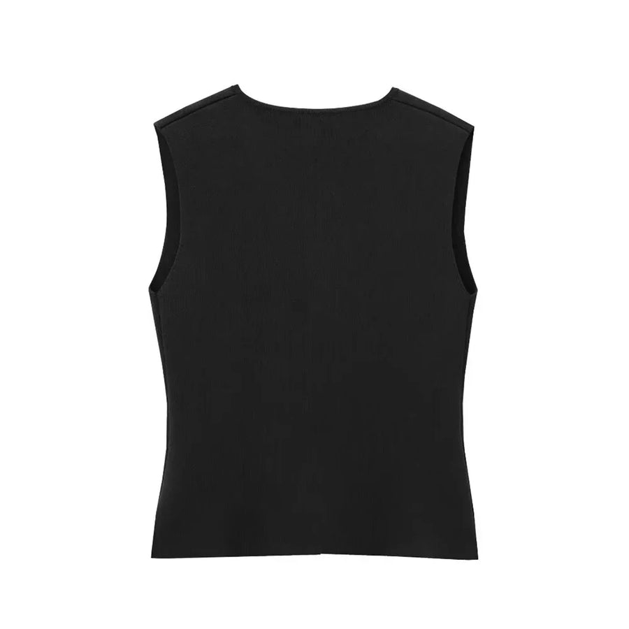 Gilet Top mit V‑Ausschnitt – weiches Stretch, Stockholm‑Chic