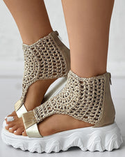 Laura | Stilvolle gehäkelte Keilsandalen für Damen