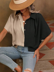 Johanna | Kurzarm-Bluse mit Knopfleiste