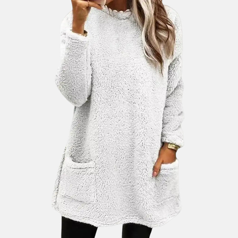 Oriella - Weicher Fleece Pullover Mit Tasche