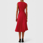 Ärmelloses Midikleid für Damen mit drapiertem, asymmetrischem Saum