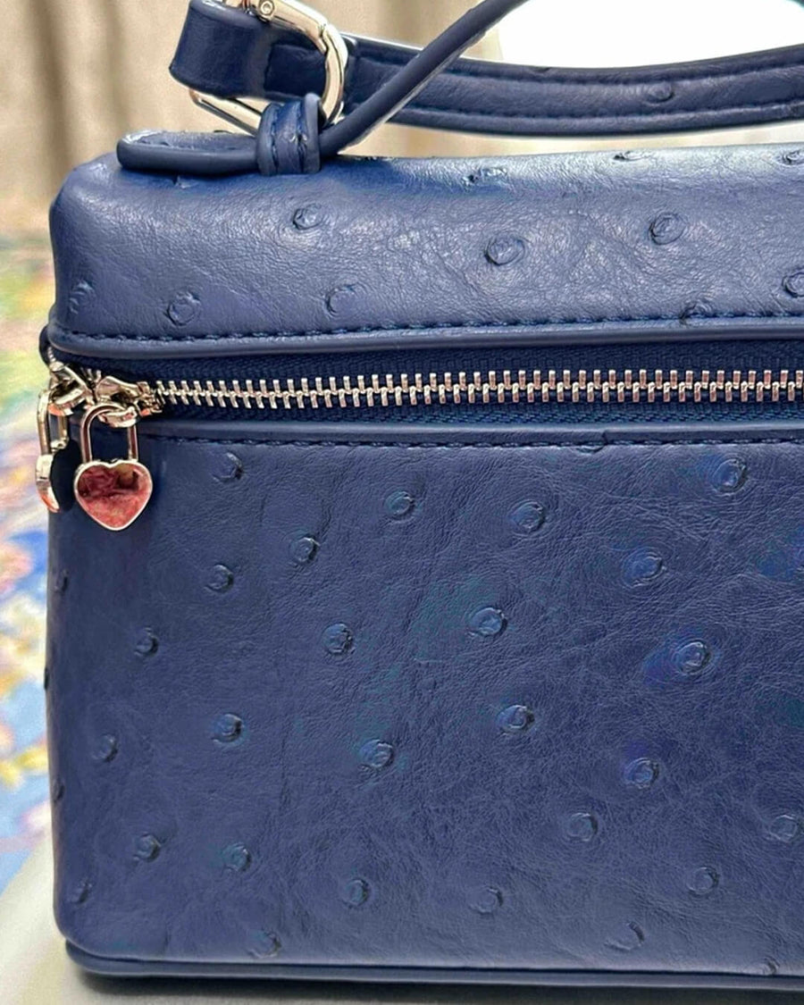 Harper Straußenleder-inspirierte Kosmetiktasche