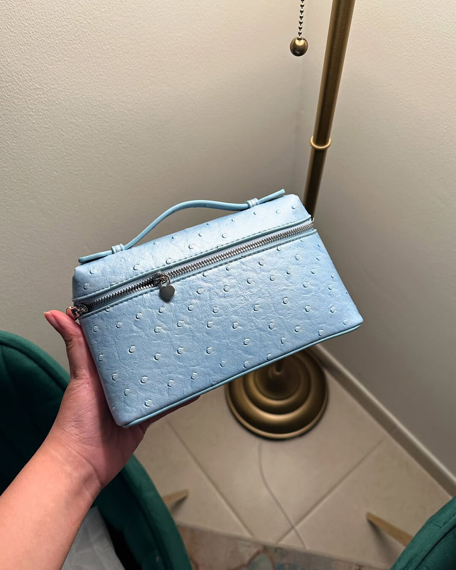 Harper Straußenleder-inspirierte Kosmetiktasche
