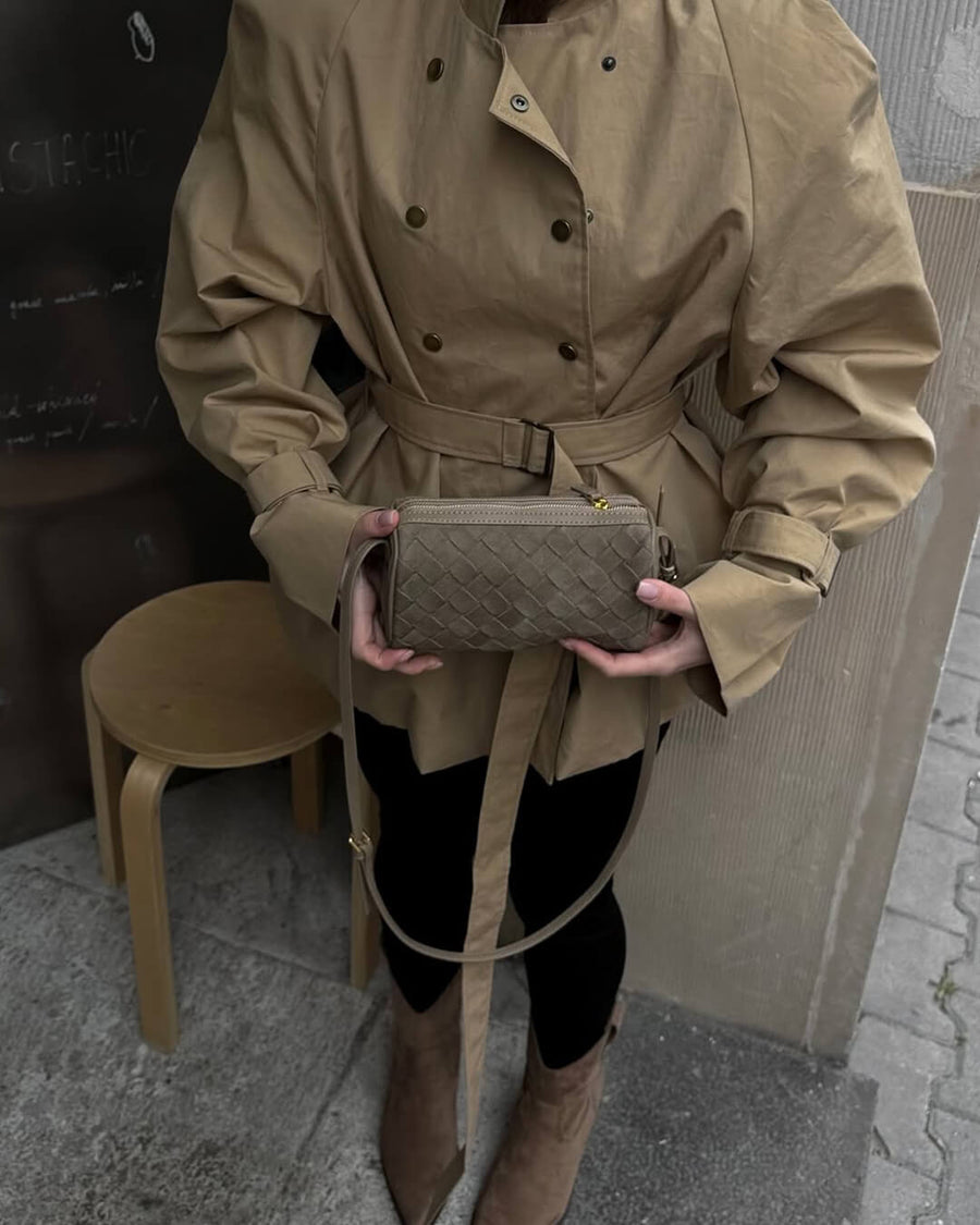 Jessica Geflochtene Wildledertasche