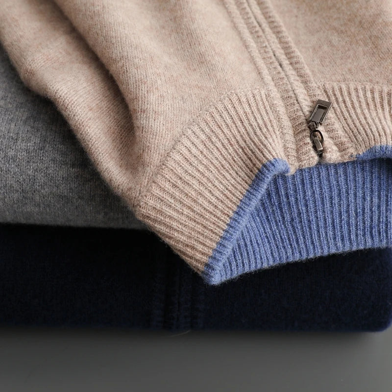 Reißverschluss Strickjacke Für Herren | Minimalistischer Stil Mit Stehkragen