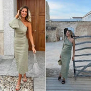 Elegantes Grünes Plisseekleid für Damen – Stilvoll und Vielseitig
