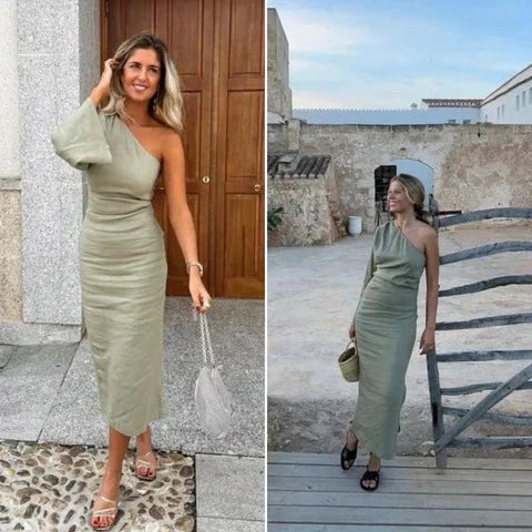 Elegantes Grünes Plisseekleid für Damen – Stilvoll und Vielseitig
