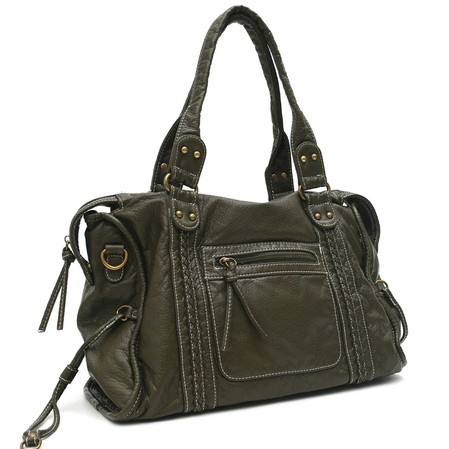 Vintage Vegan Schultertasche – Elegante Damen Crossbody Bag aus Eco-Leder