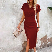 Damen Wickelkleid Mit Kurzarm | Midi