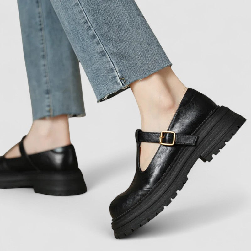 Emilia | Damen Plattform T Riemen Casual Schuhe