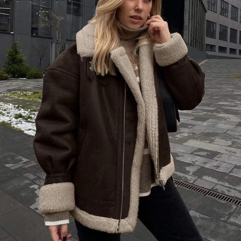 Aurora Wildleder Kunstleder Jacke
