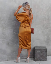 Damen Kleid Satinkleid Asymmetrisch Ärmellos Für Sommer