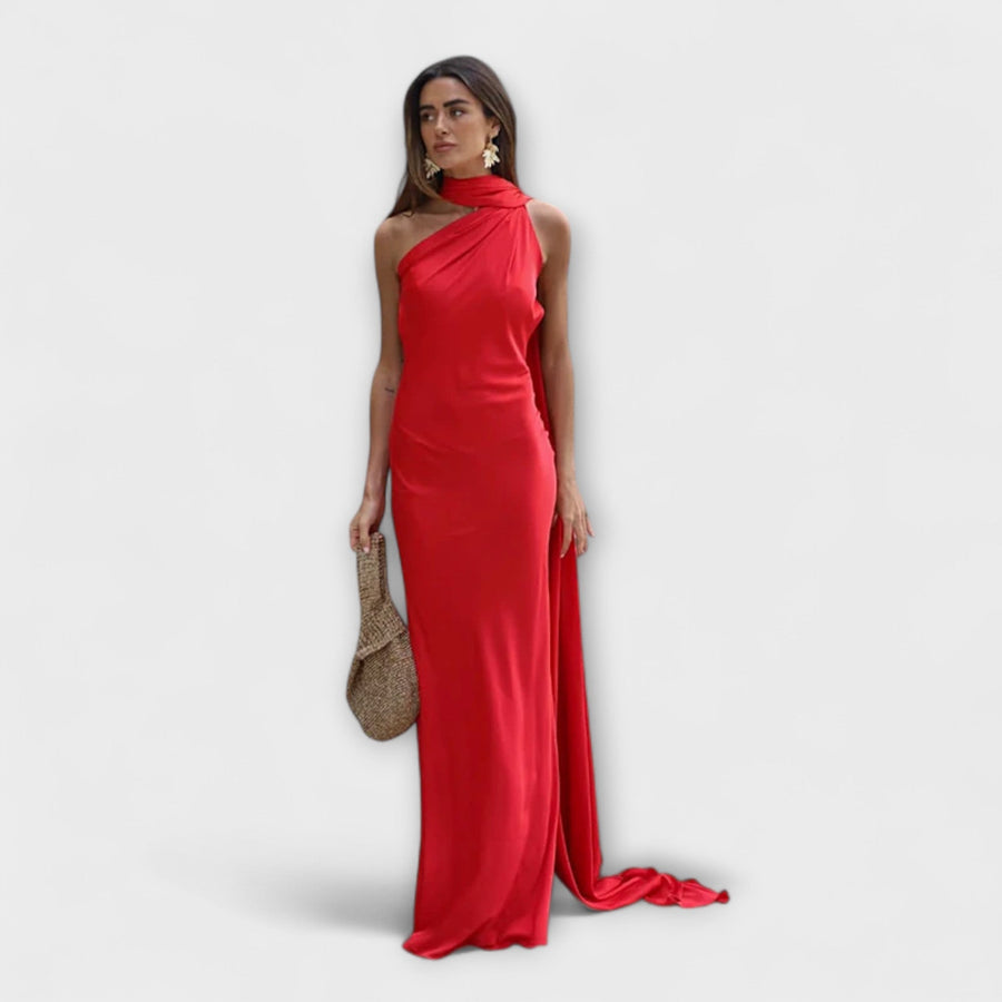 Elegantes Off-Shoulder Halter Maxikleid