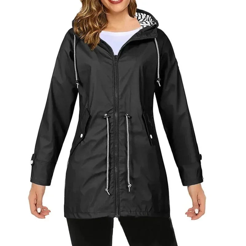 Stilvolles Damen-Regenjacke mit Reißverschluss und Kapuze für jeden Anlass