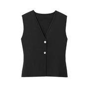 Gilet Top mit V‑Ausschnitt – weiches Stretch, Stockholm‑Chic
