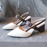 Pumps für Damen mit Slingback-Verschluss, Blockabsatz und spitzer Zehenpartie