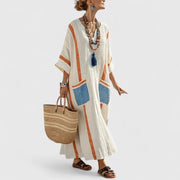 Alina | Damen Boho Taschen Maxi Kleid