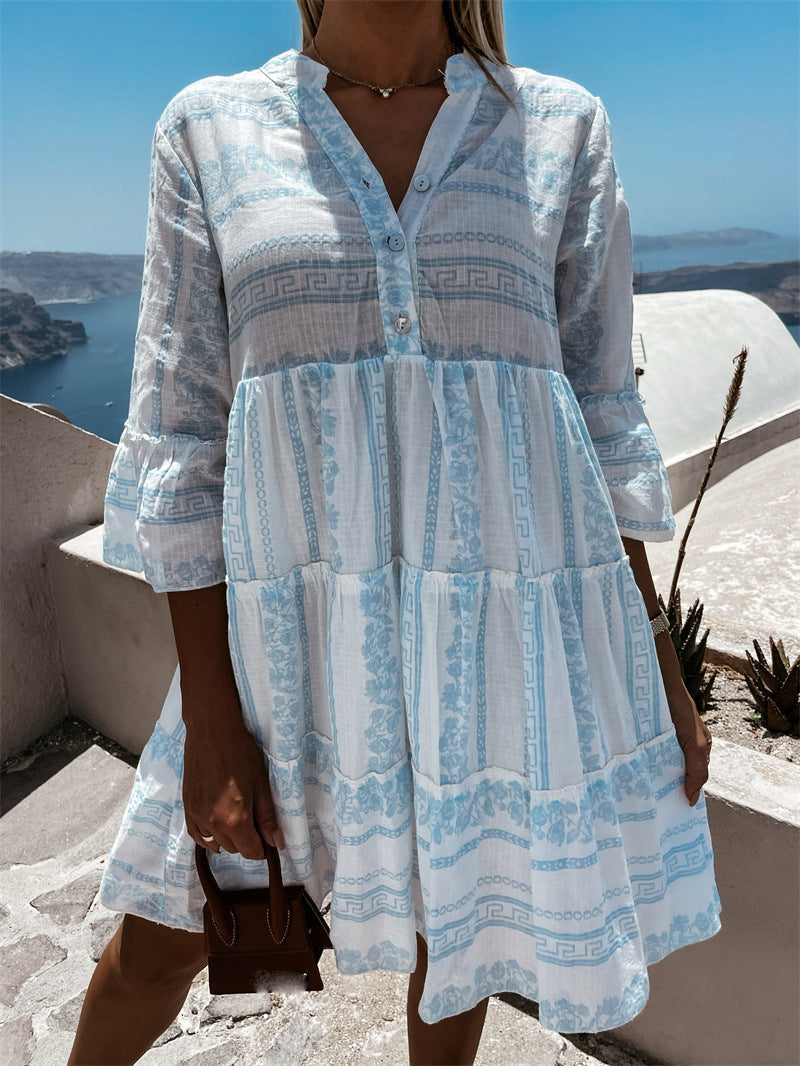 Heidi-Mode | Leichtes Boho Kleid mit Fröhlichem Muster Perfekt für Sommerliche Anlässe