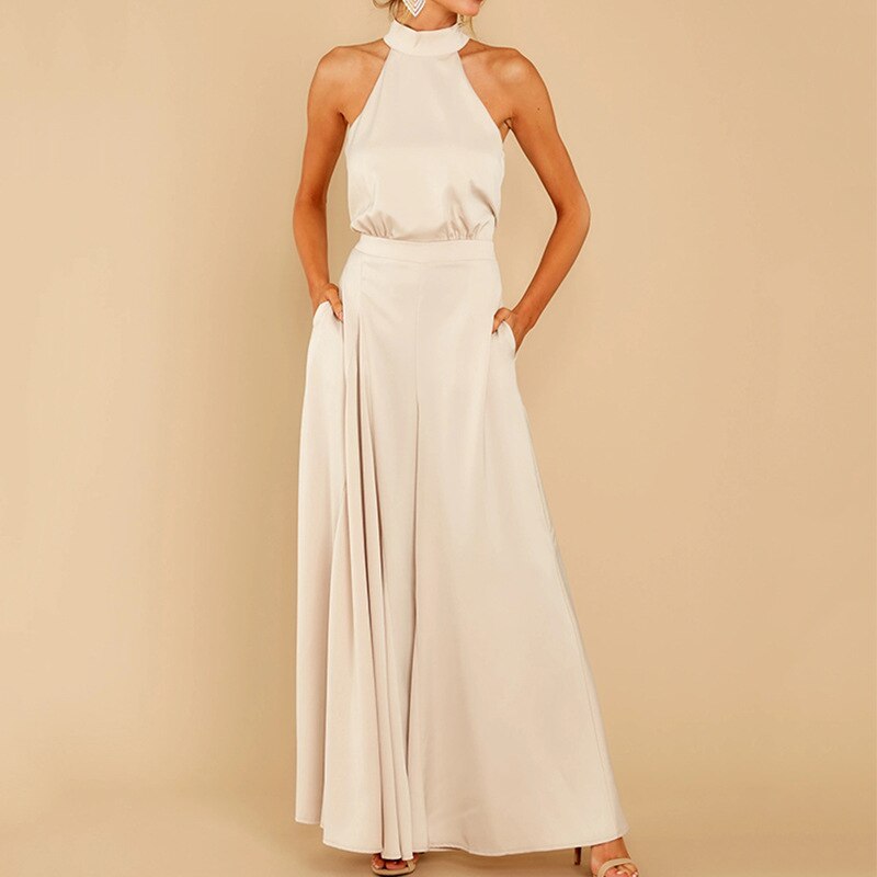 Damen-Jumpsuit mit Neckholder und weitem Bein