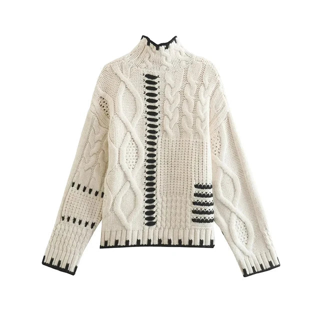 Brenda - Strickpullover mit Kontrastabschluss