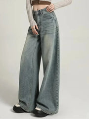 Damen Stilvoll Baggy Jeans | Hohe Taille