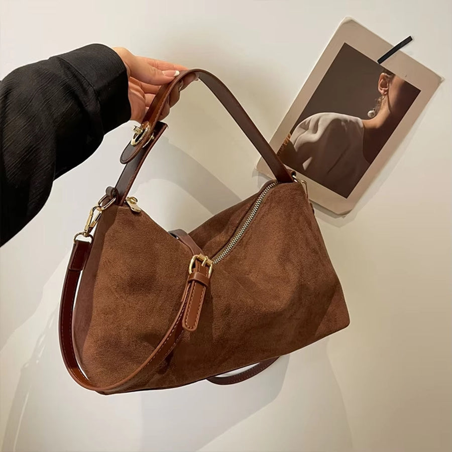 Vegane Wildleder Tote Bag Damen – Wasserdichte Handtasche für Laptop & Alltag