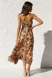 Isla | Midi Dress with Sunset Brushstroke Design