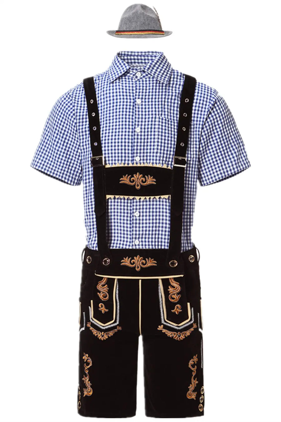 Oktoberfest Trachten Set Herren – Komplettes Outfit mit Lederhosen, Hemd und Hut