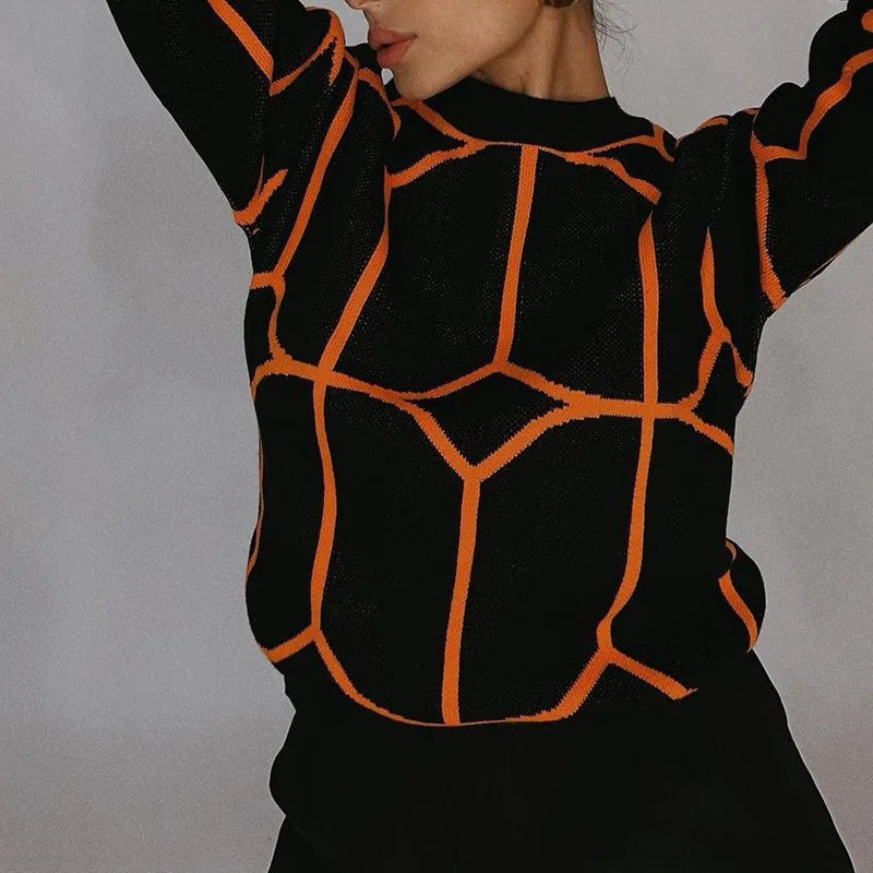 Chio - Geometrischer Rundhalspullover mit markantem Muster