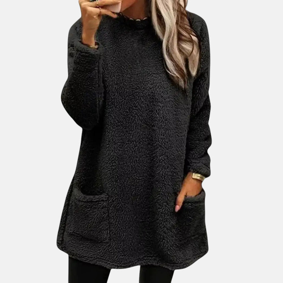 Oriella - Weicher Fleece Pullover Mit Tasche