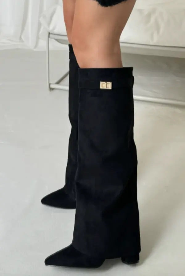 Modische Wildleder-Stiefel für Damen – Beige & stylisch