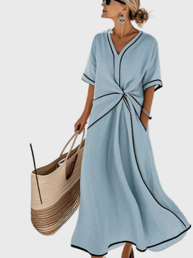 Bianca | Damen Drapiertes Küsten Maxikleid – Drapiertes Maxi Küste Sommer 2026