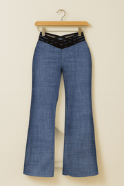 Schlaghose Damen | Hoher Bund & Cut-out Taillen-Detail