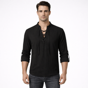 Camicia con lacci e scollo a V da uomo | Camicia estiva da uomo